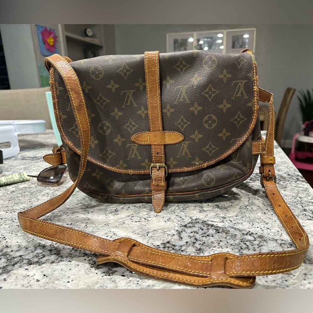 Louis Vuitton Saumur Shoulder Bag Brown Monogram Canvas Authentic